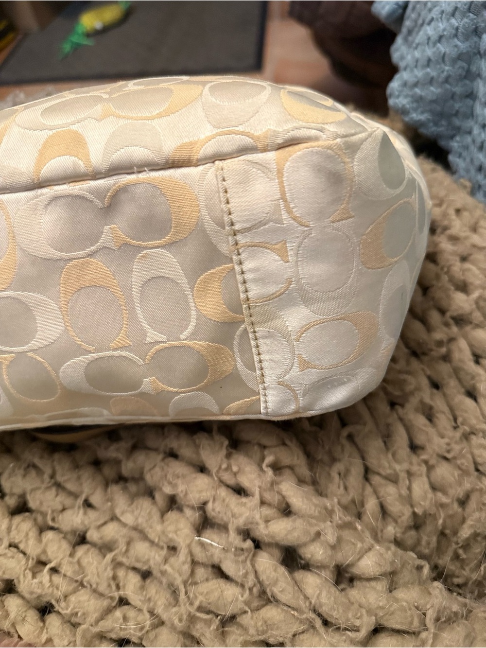 Coach Cream Sateen Signature Tote - Picture 6 of 9